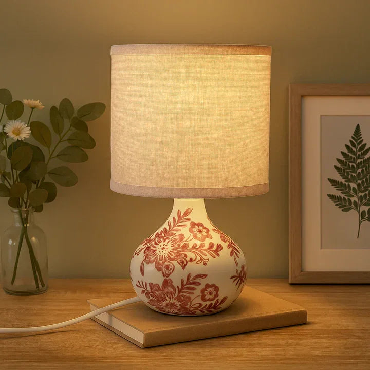 Handcrafted Ceramic Table Lamp with Linen Shade