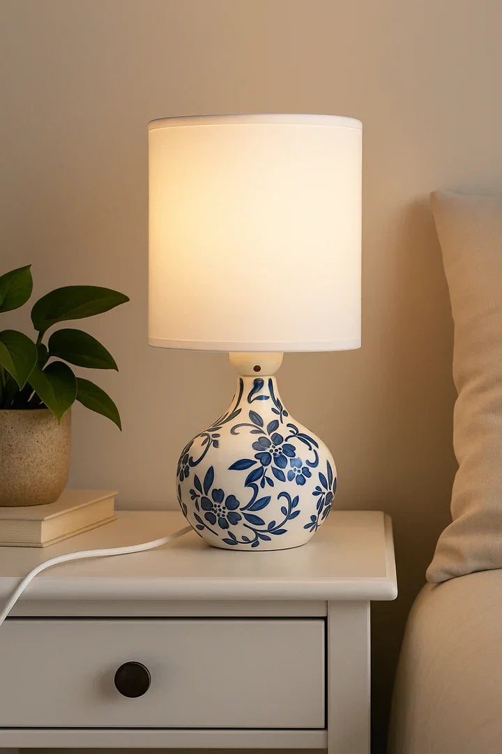 Handcrafted Ceramic Table Lamp with Linen Shade