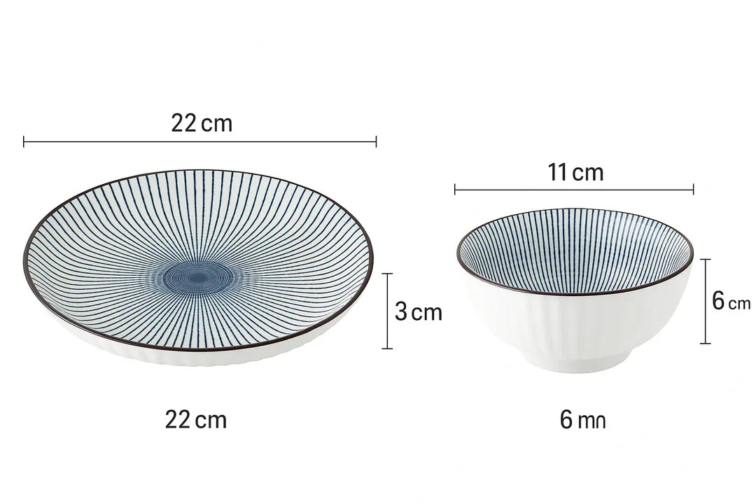 10 piece Ceramic Dinnerware Set -Elegant Blue & White Design