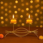 Handcrafted Golden 2 -Metal Tea Light Candle Holder Stand Elegant Decorative