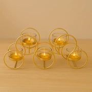 Elegant Gold Metal & Glass T-Light Candle Holder – 5 Holder Design