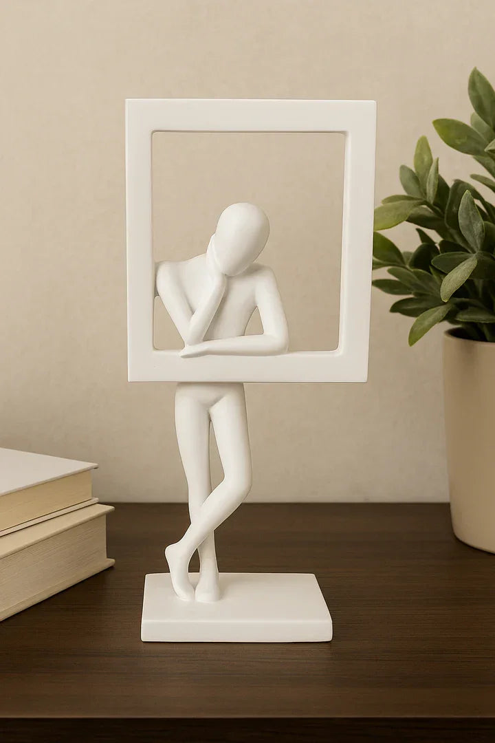 Elegant White Resin Abstract Table Decor Sculpture | Resin