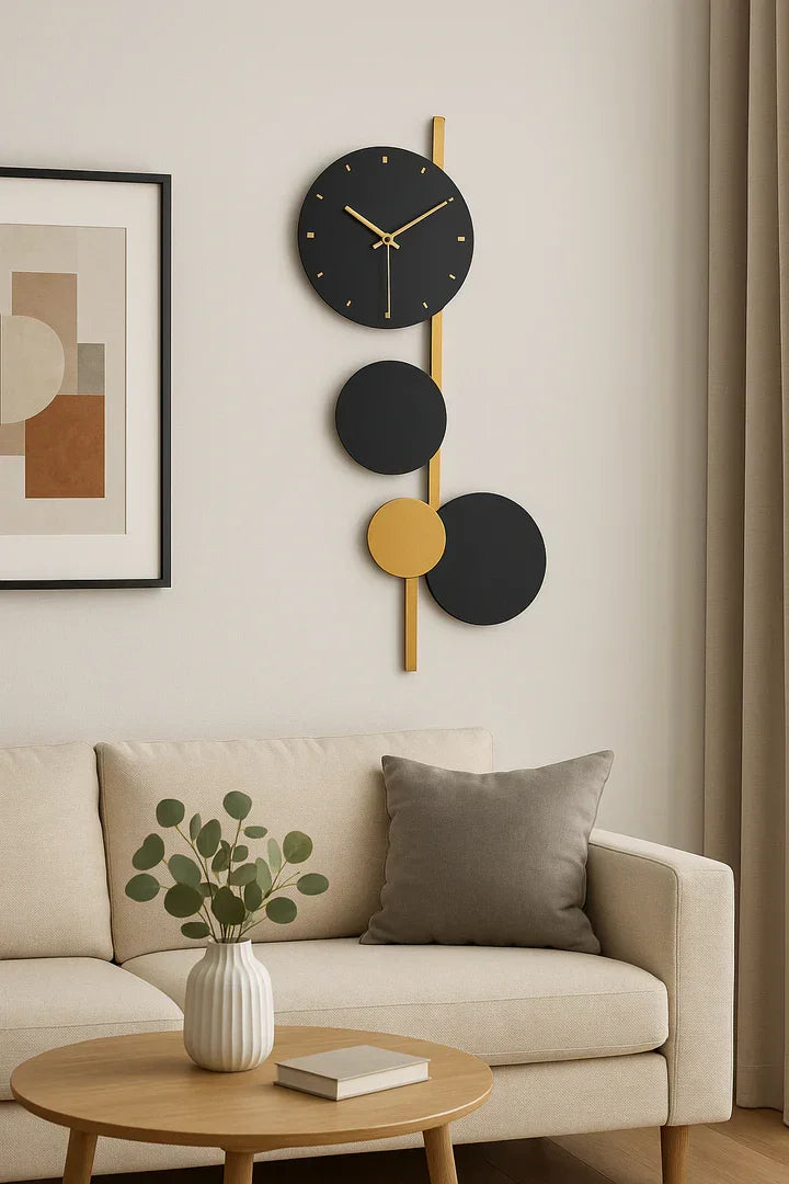 Modern Wall Clock with LED Backlight – Black & Gold Decorative Light Clock