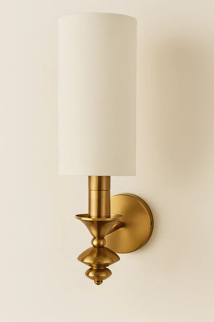 Premium Brass Wall Light with White Fabric Shade