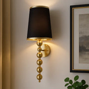 Luxury Gold Metal Wall Light with Black Fabric Shade | Elegant Sconce for Living Room, Bedroom & Dining Area
