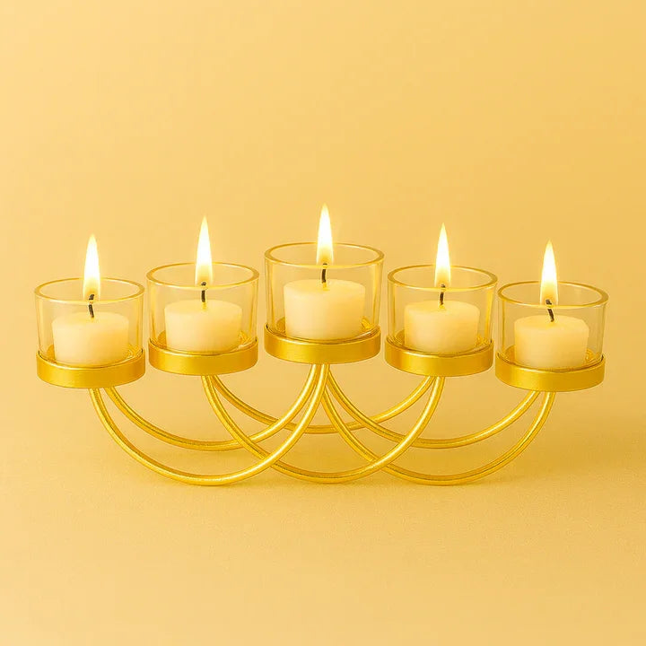 Elegant Gold 5-Candle Holder for Tealights