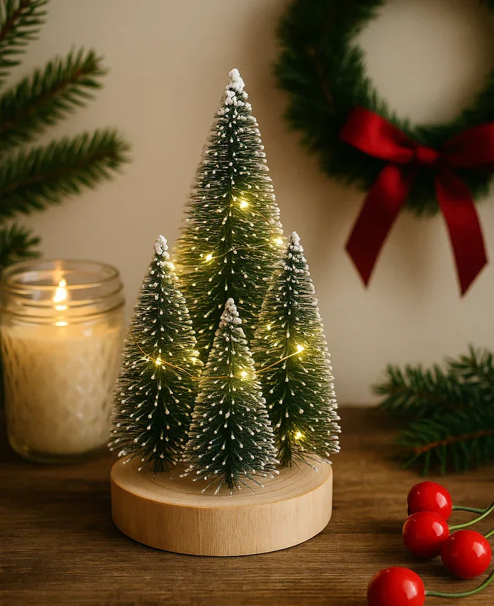 Mini Led Christmas Tree Set Table Décor | Artificial Xmas Tree Miniature Table Decor