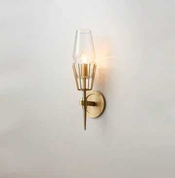 Diamond Shape Glass & Metal Golden Wall Lamp