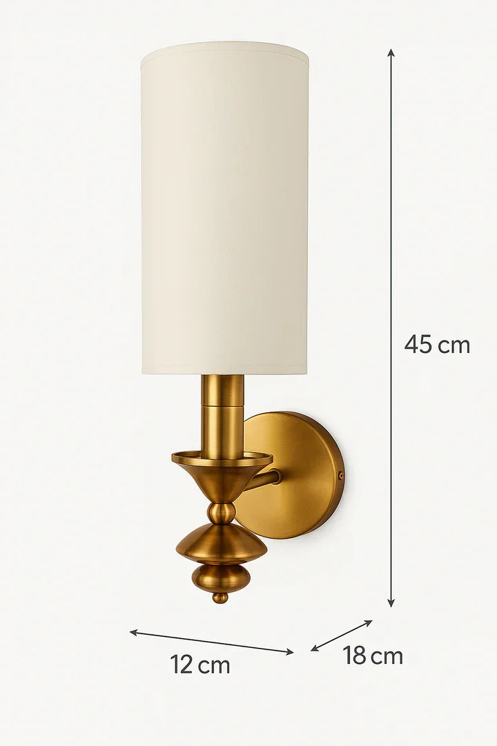 Premium Brass Wall Light with White Fabric Shade