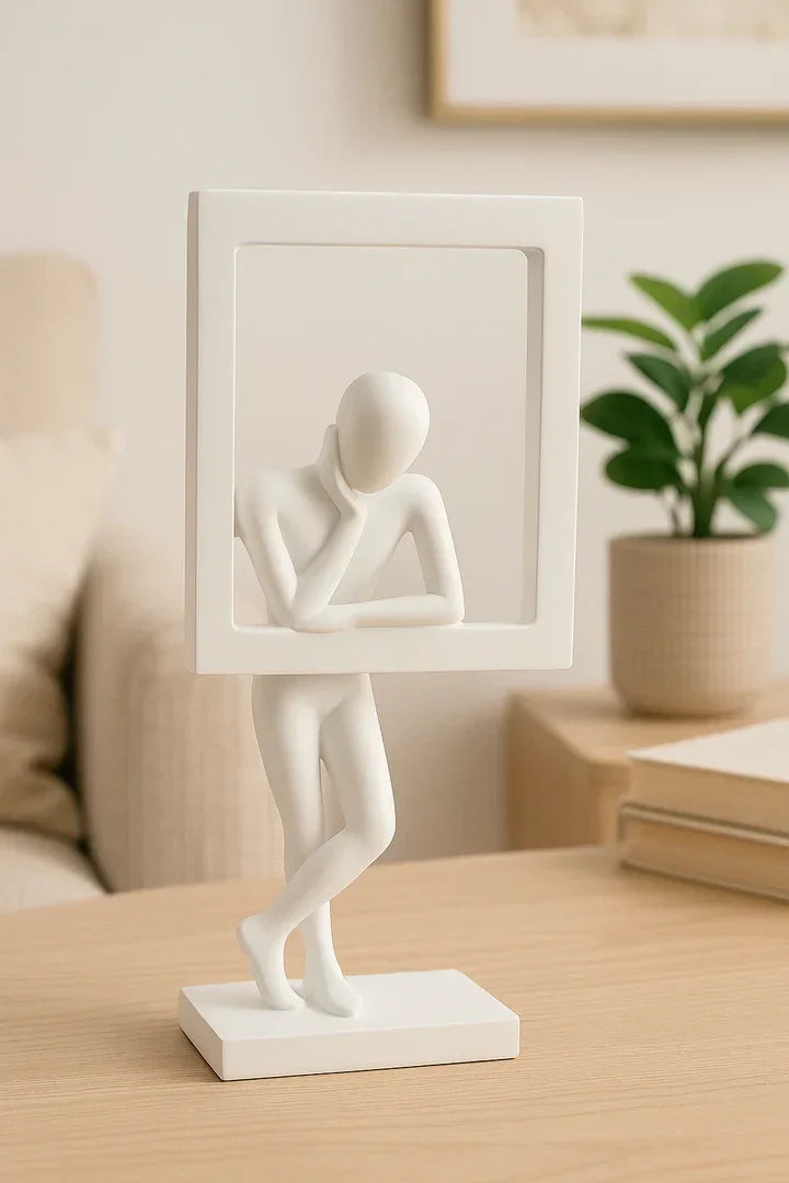 Elegant White Resin Abstract Table Decor Sculpture | Resin