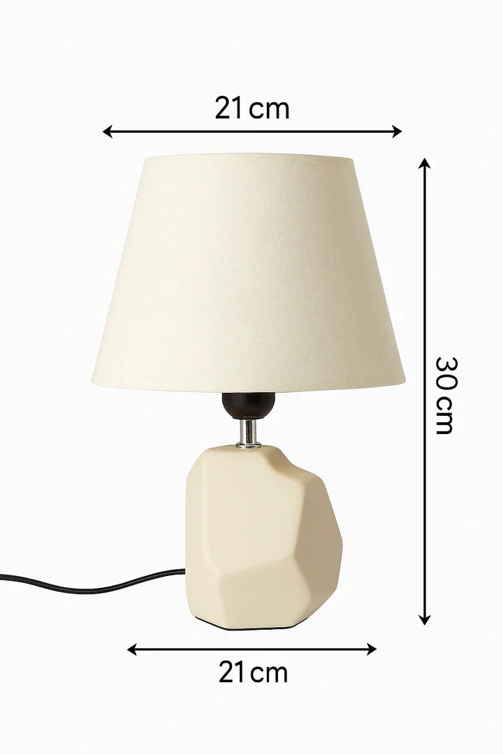 Modern Geometric Ceramic Table Lamp – Beige Finish With Shade