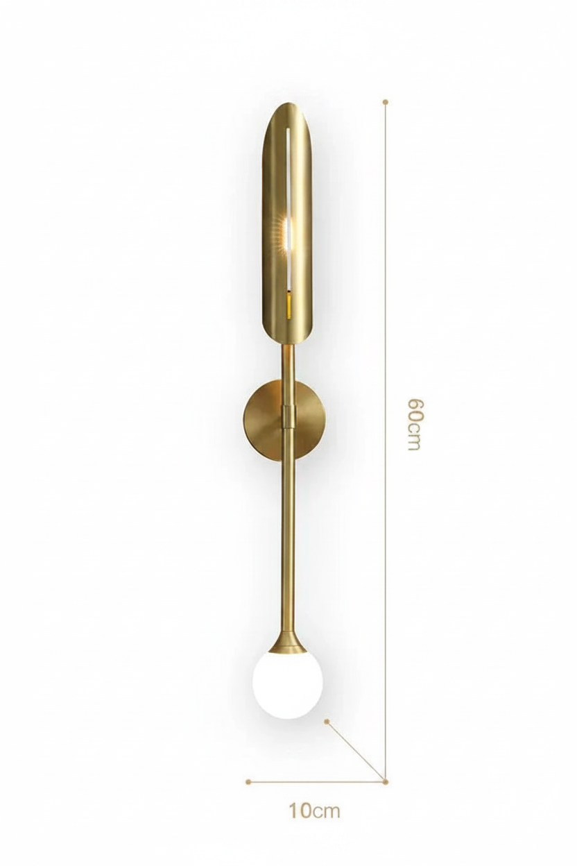 Gold Iron & Glass Wall Light | Modern Flush Mount Wall Lamp for Living Room & Bedroom