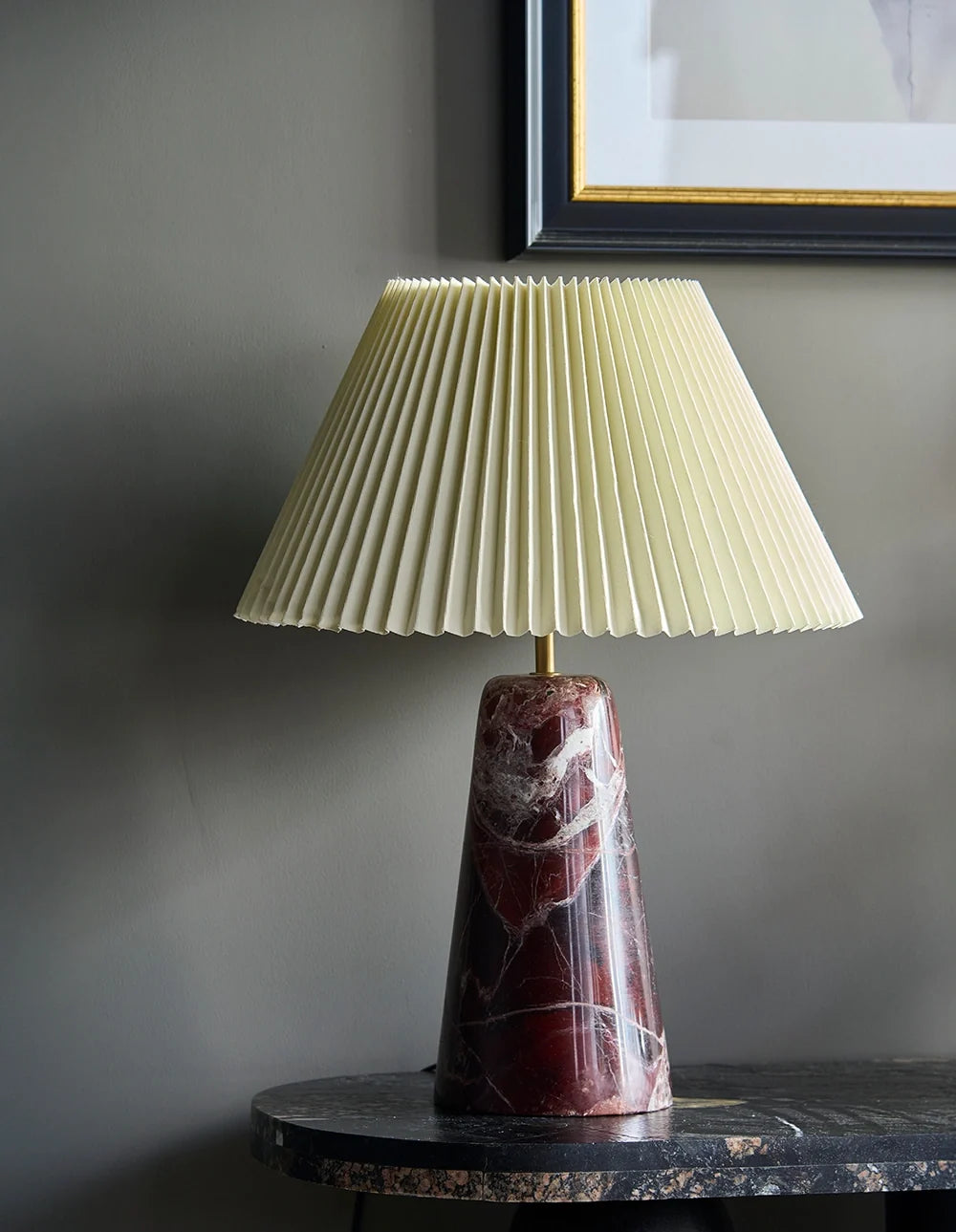 Japandi - Rosso Levanto & Fluted lampshade | Table Lamp