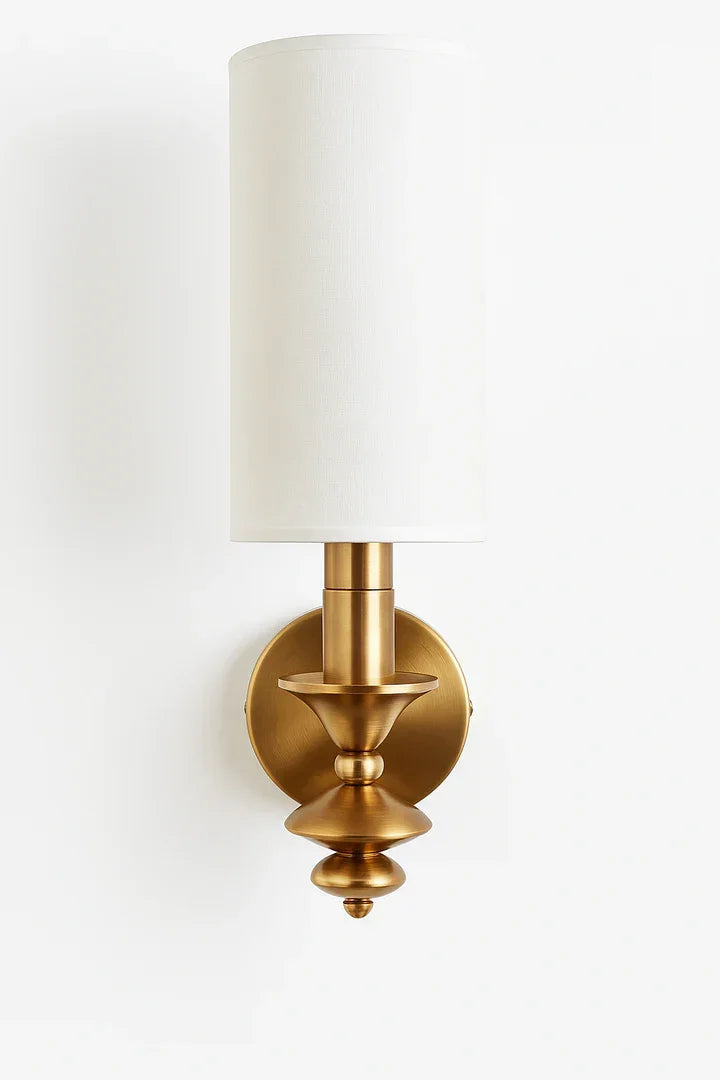 Premium Brass Wall Light with White Fabric Shade