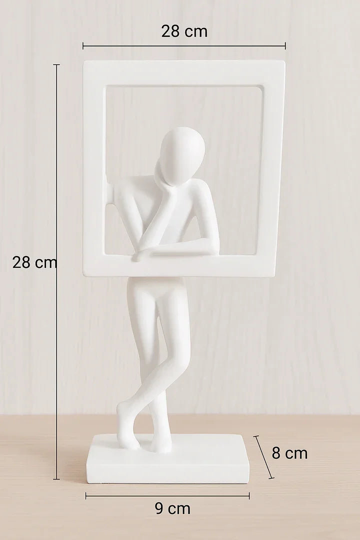 Elegant White Resin Abstract Table Decor Sculpture | Resin