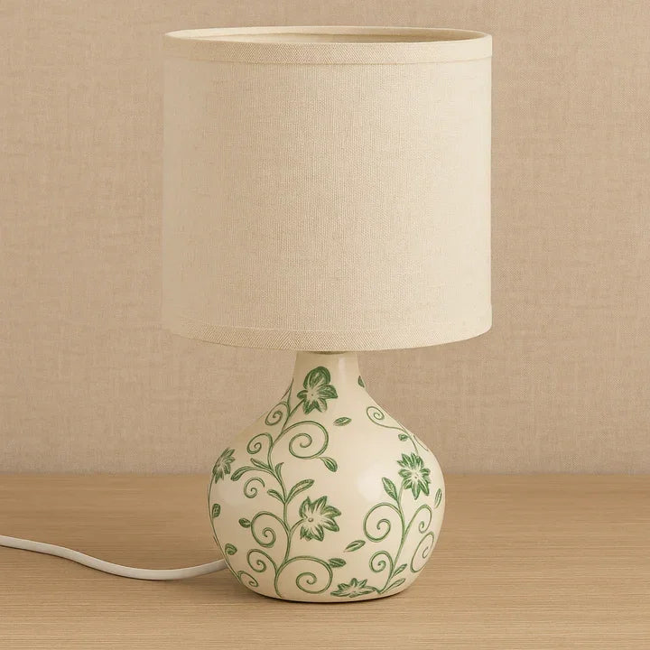 Handcrafted Ceramic Table Lamp with Linen Shade
