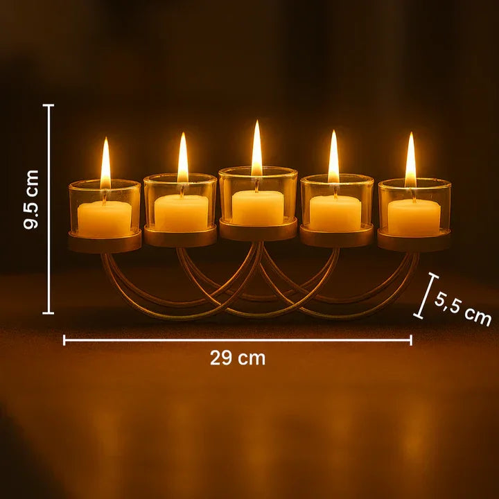 Elegant Gold 5-Candle Holder for Tealights