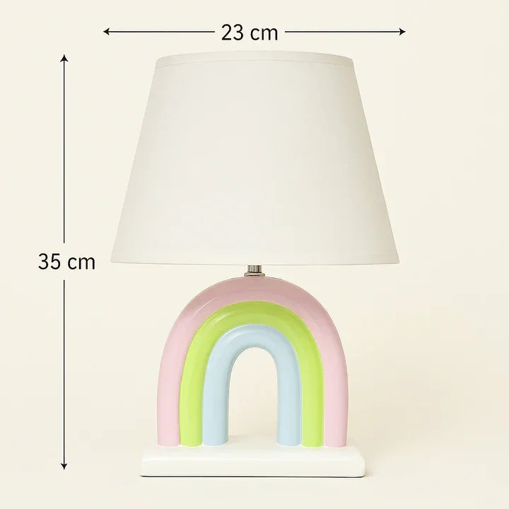 Pastel Rainbow Ceramic Table Lamp – Cute Bedside Lamp for Kids’ Room & Nursery