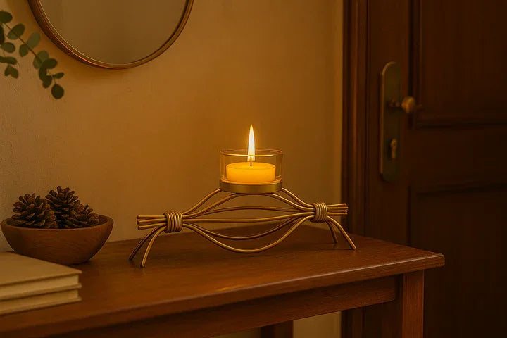 Handcrafted Golden Metal Tea Light Candle Holder Stand Elegant Decorative Tea Light Holder for Home and Office Decoration