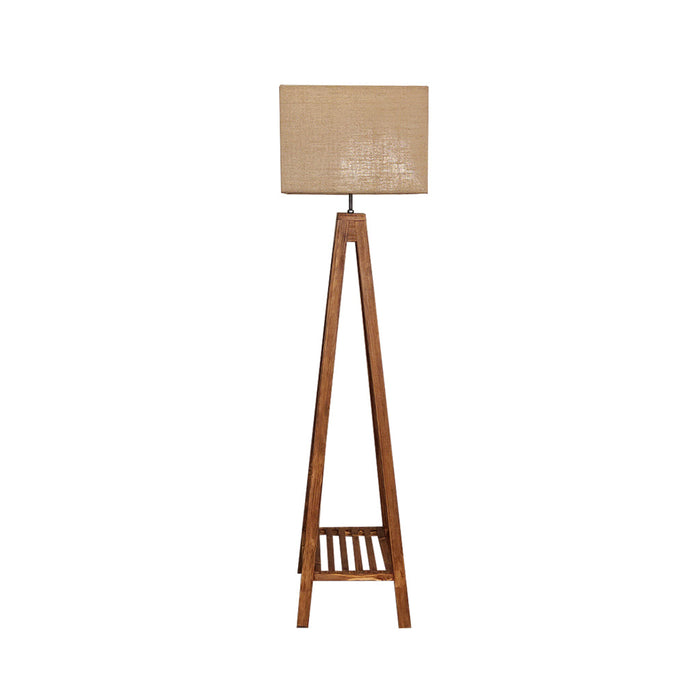 Brielle Wooden Floor Lamp with Beige Fabric Lampshade