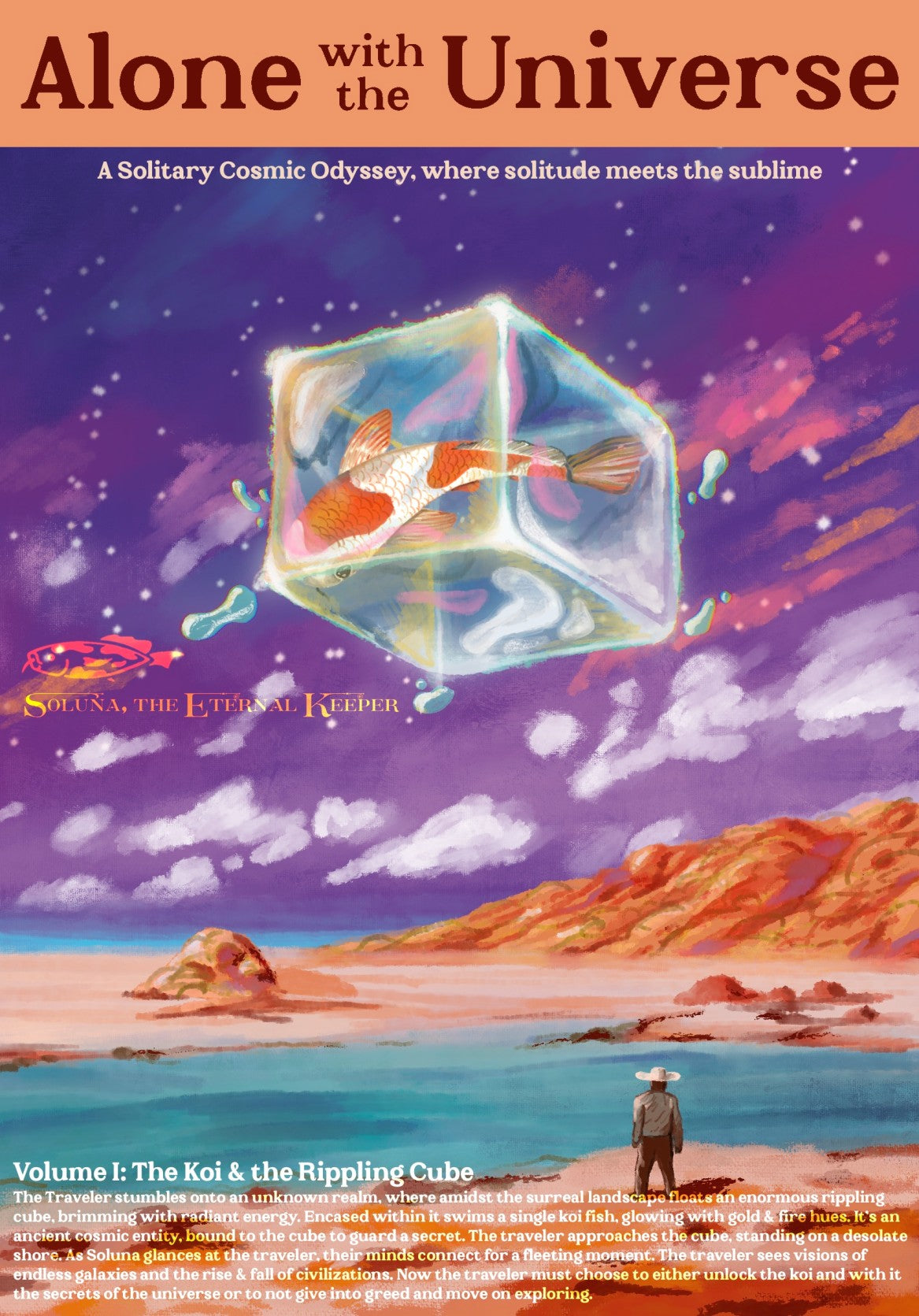 The Koi & The Rippling Cube Framed Artwork | Wall Art for Modern Interiors Home Decor