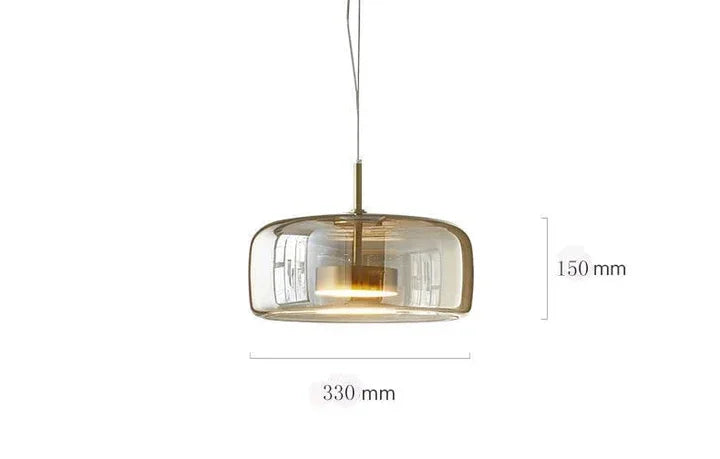 Light LED Glass Amber Gold Pendant Ceiling Light - Warm White