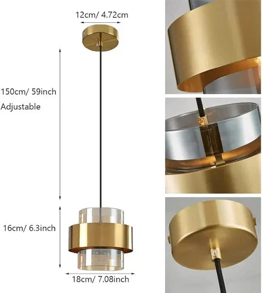 Modern Glass Pendant Light Fixtures Brass Ceiling Hanging Light