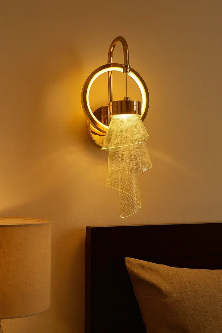 Elegant Brass & Acrylic Wall Sconce Light