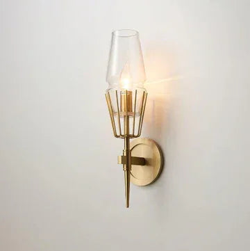 Diamond Shape Glass & Metal Golden Wall Lamp