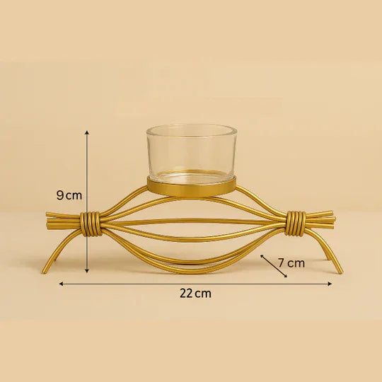 Handcrafted Golden Metal Tea Light Candle Holder Stand Elegant Decorative Tea Light Holder for Home and Office Decoration