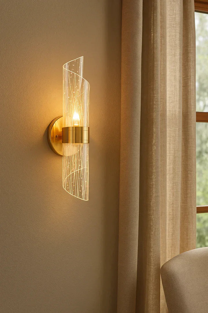 Premium Acrylic & Brass Wall Light with 3 Colour changing LED