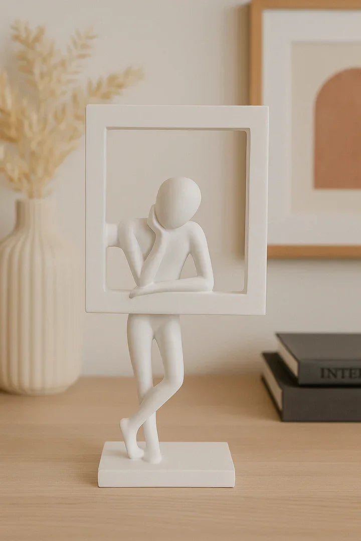 Elegant White Resin Abstract Table Decor Sculpture | Resin