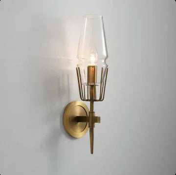 Diamond Shape Glass & Metal Golden Wall Lamp