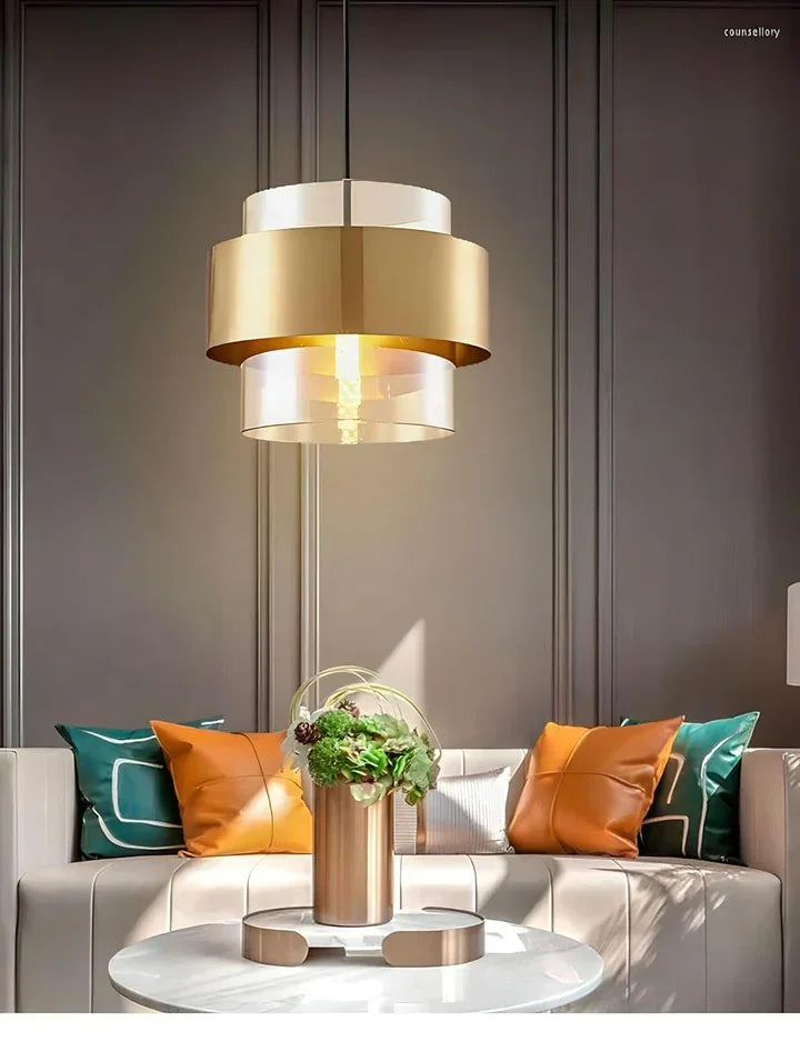 Modern Glass Pendant Light Fixtures Brass Ceiling Hanging Light
