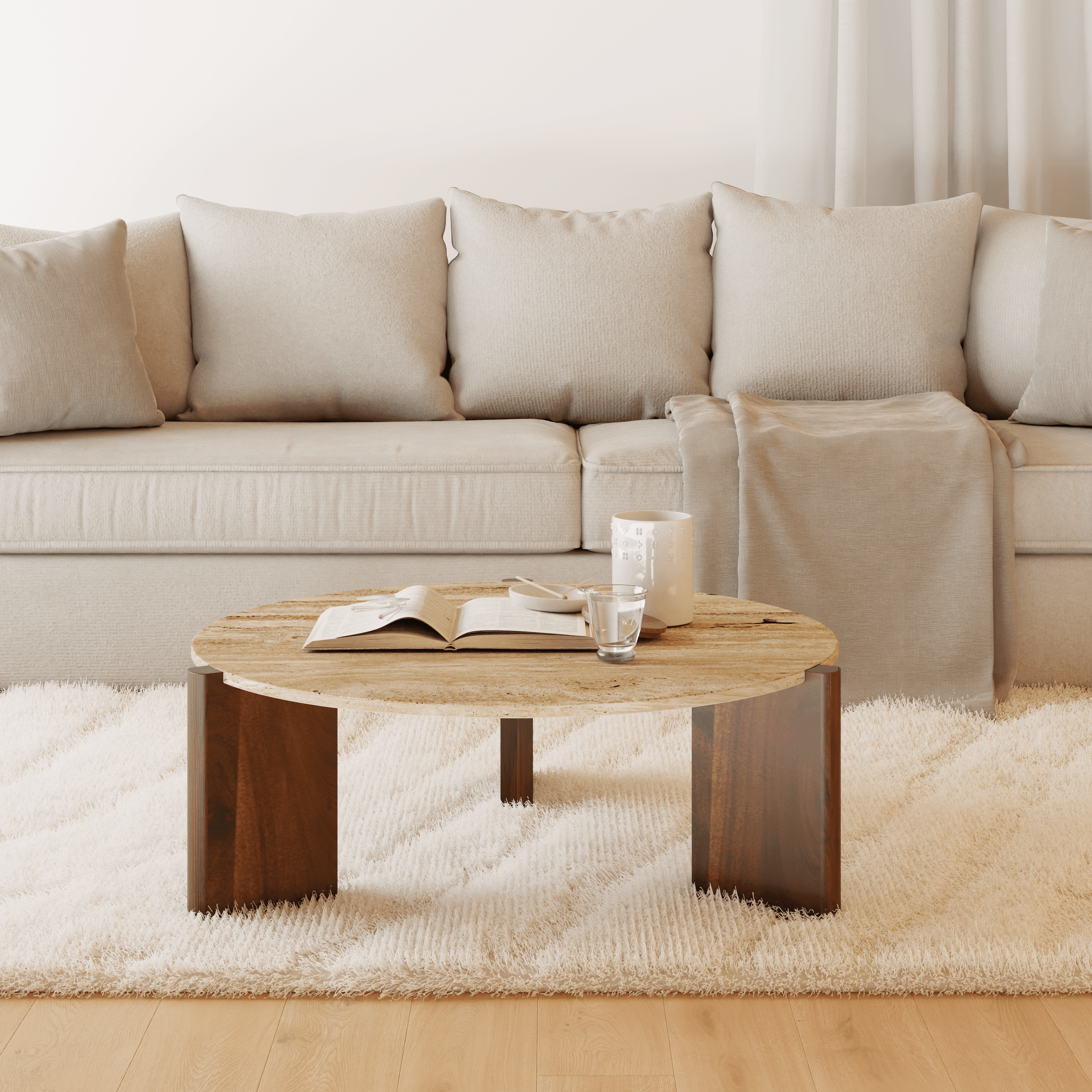 Tri Center Coffee Table | Minimalist & Stylish Acacia Wood Coffee Table for Living Room