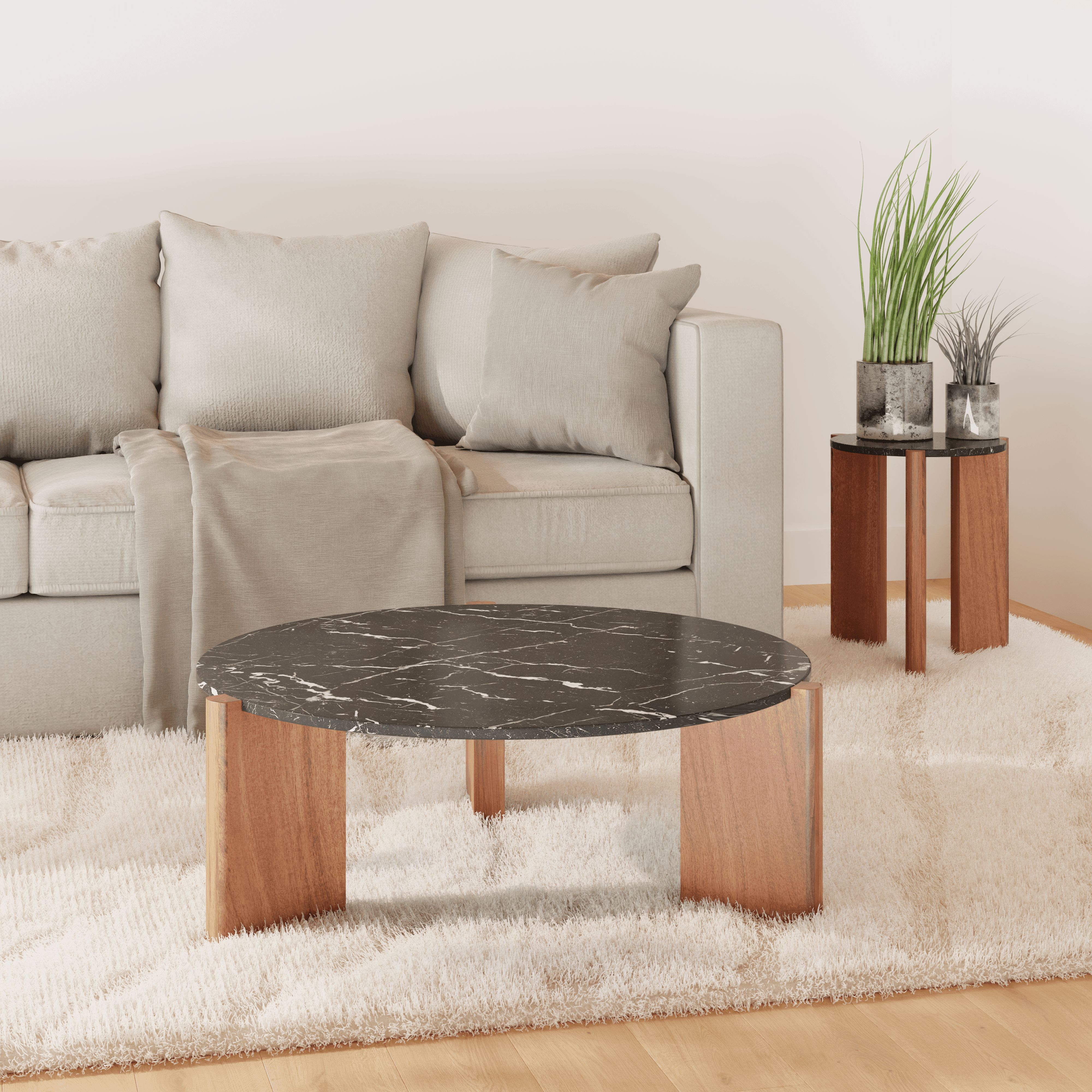 Tri Center Coffee Table | Minimalist & Stylish Acacia Wood Coffee Table for Living Room