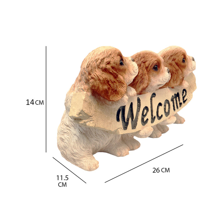 Three Little Puppies Welcome Sign Figurine