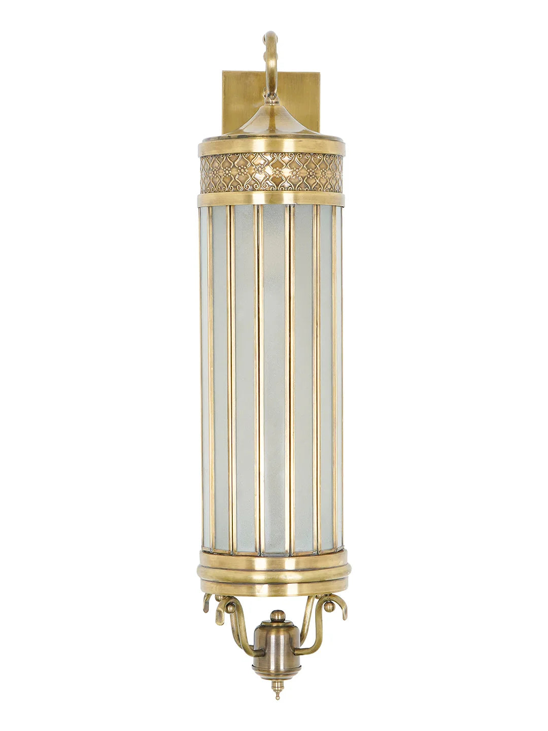 Classic Antique Brass Cylindrical Glass Wall Sconce