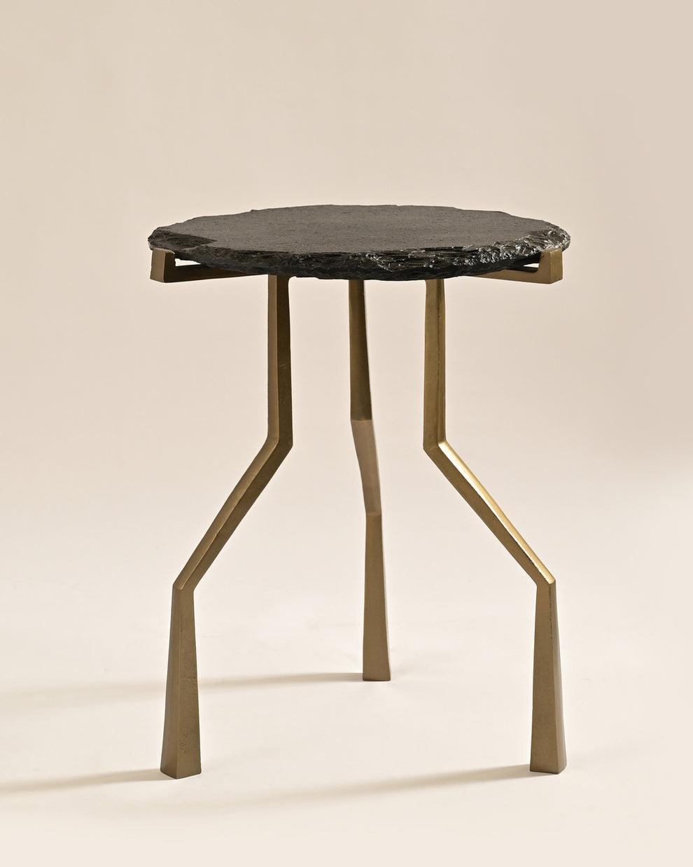 Charred Brass Drink Table | Modern Side Table for Living Table | Designer Corner Table