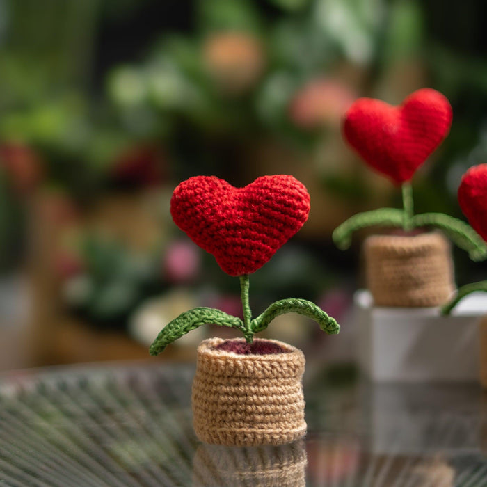 Crochet Heart Pot for Table Decor | Gift Items & Centerpieces for Home Decor