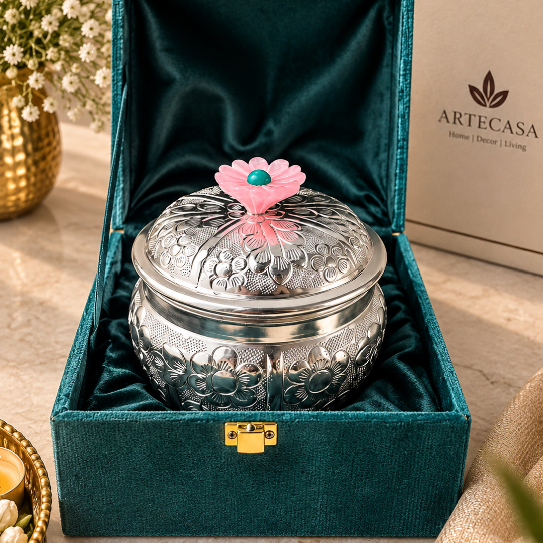 Silver-Plated Floral Trinket Box