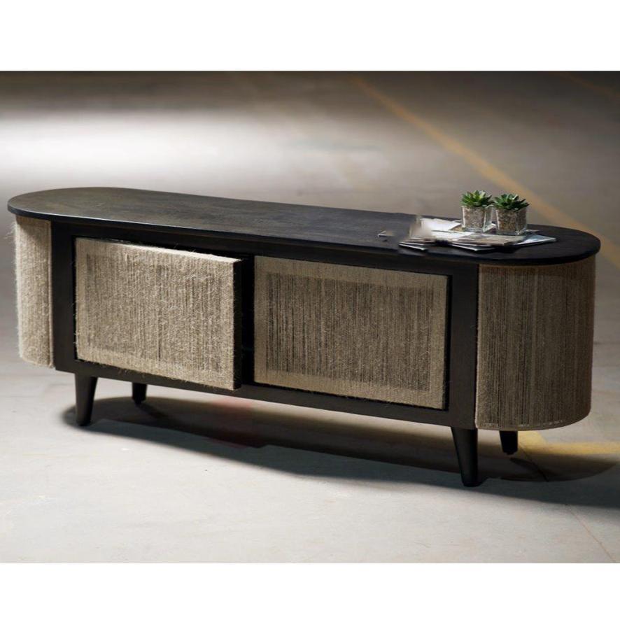 Jute Mesh Up TV Cabinet with Natural Jute | Modern TV Unit & TV Stand