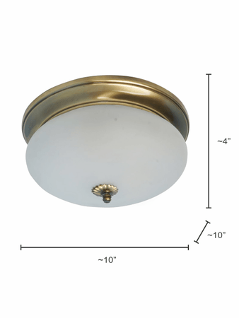 Simple Elegant Frosted Glass and Brass 10 Inches Flush Mount Ceiling Lamp
