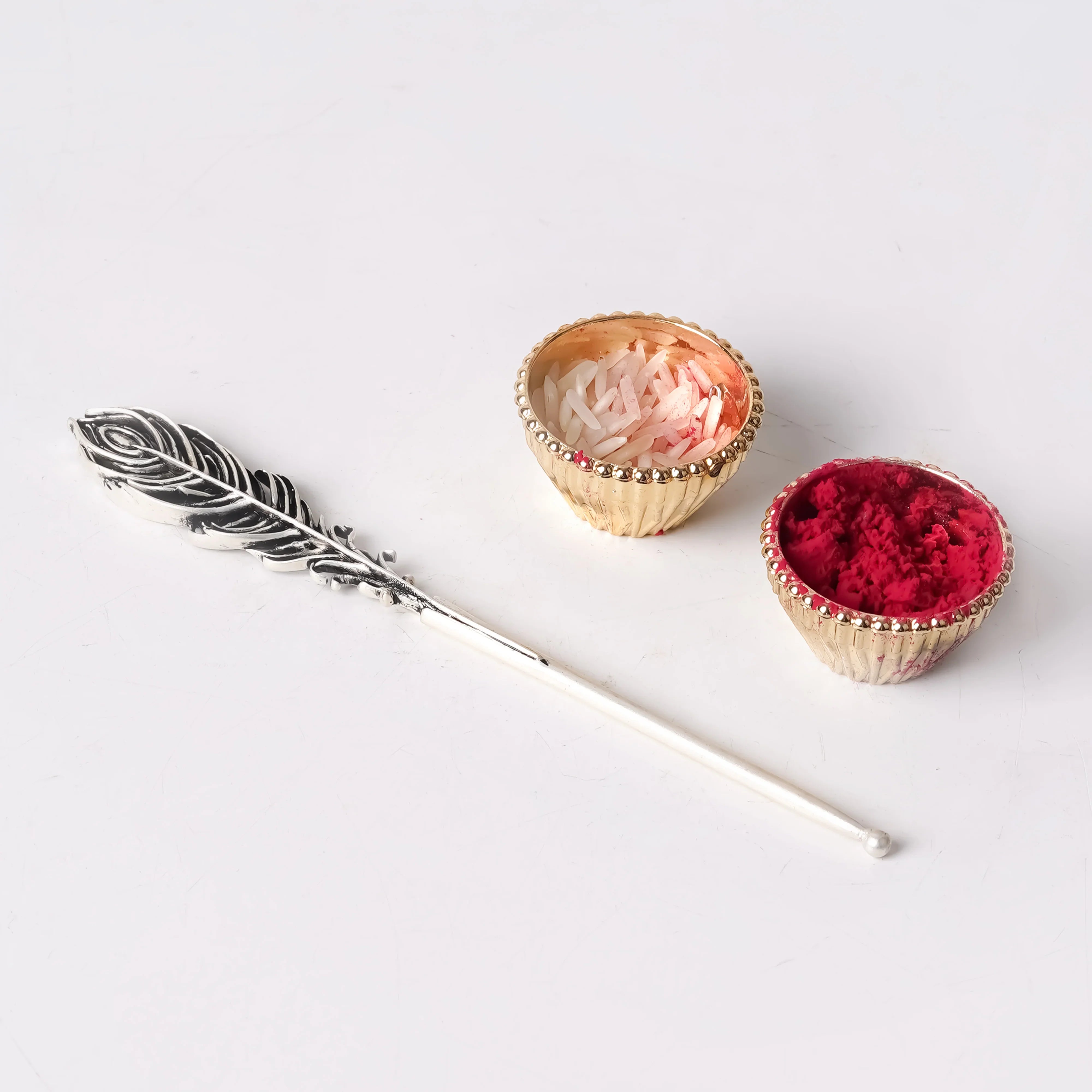 Pure Silver Plated Brass Morpankh Tilak Stick