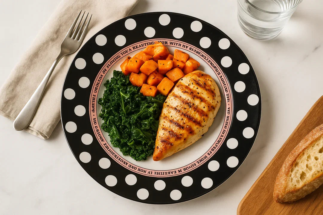 Premium Ceramic Polka Dot Dinner Plate – 26 cm Flat Serving Plate