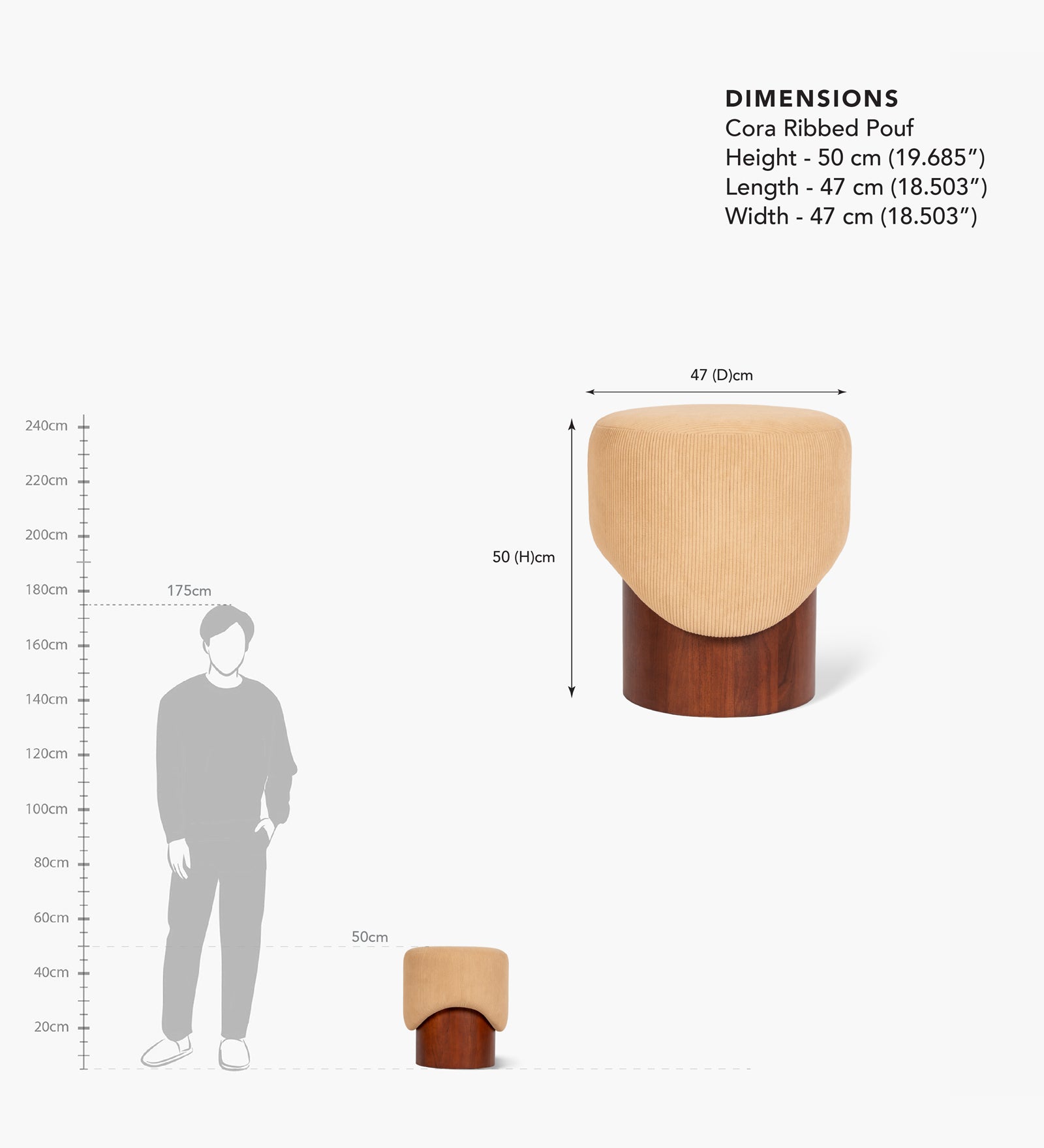 Cora Ribbed Pouf