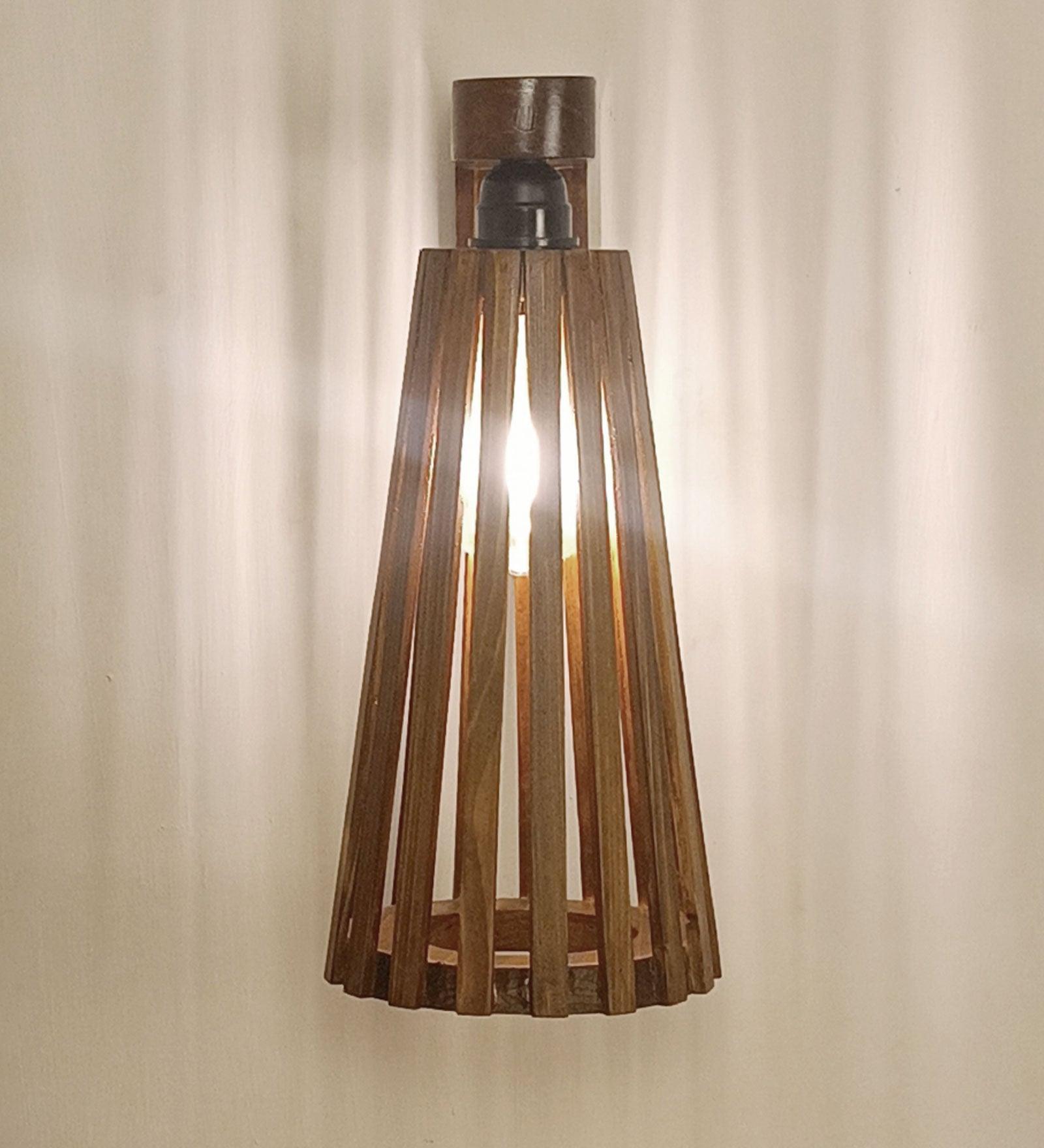Billet Brown Wooden Wall Light