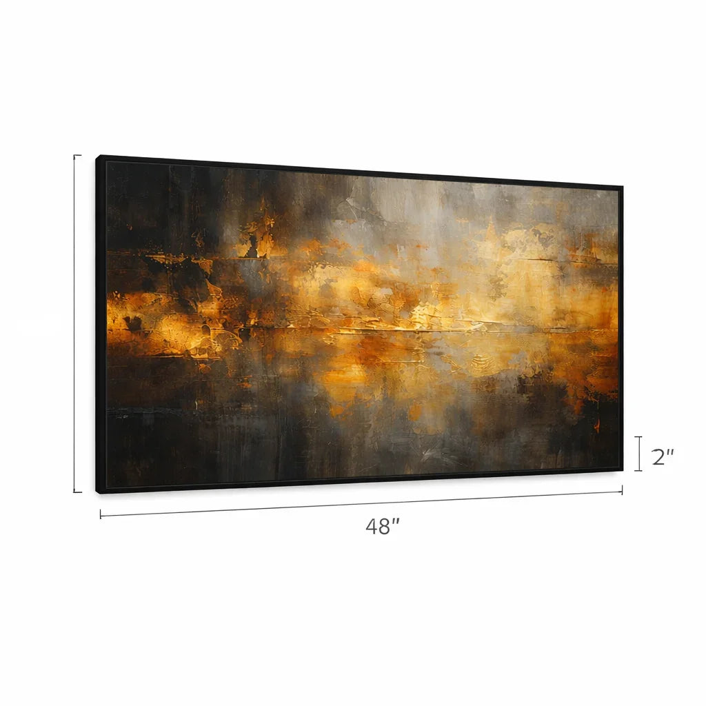 Golden Ember – Brown Gold Textured Luxury Canvas Wall Art 48x24