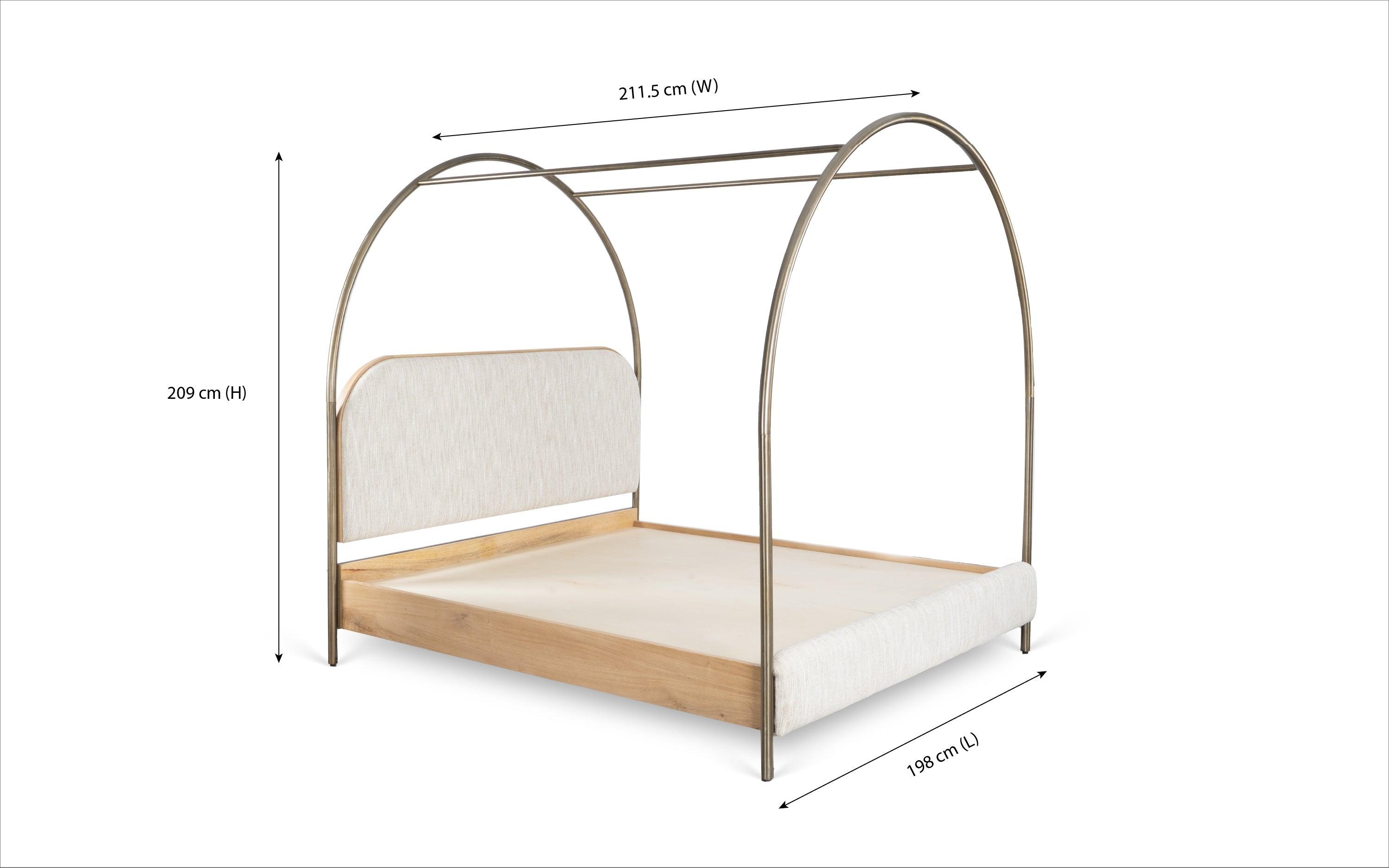 Solace Canopy Bed | Acacia Wood and Upholstery