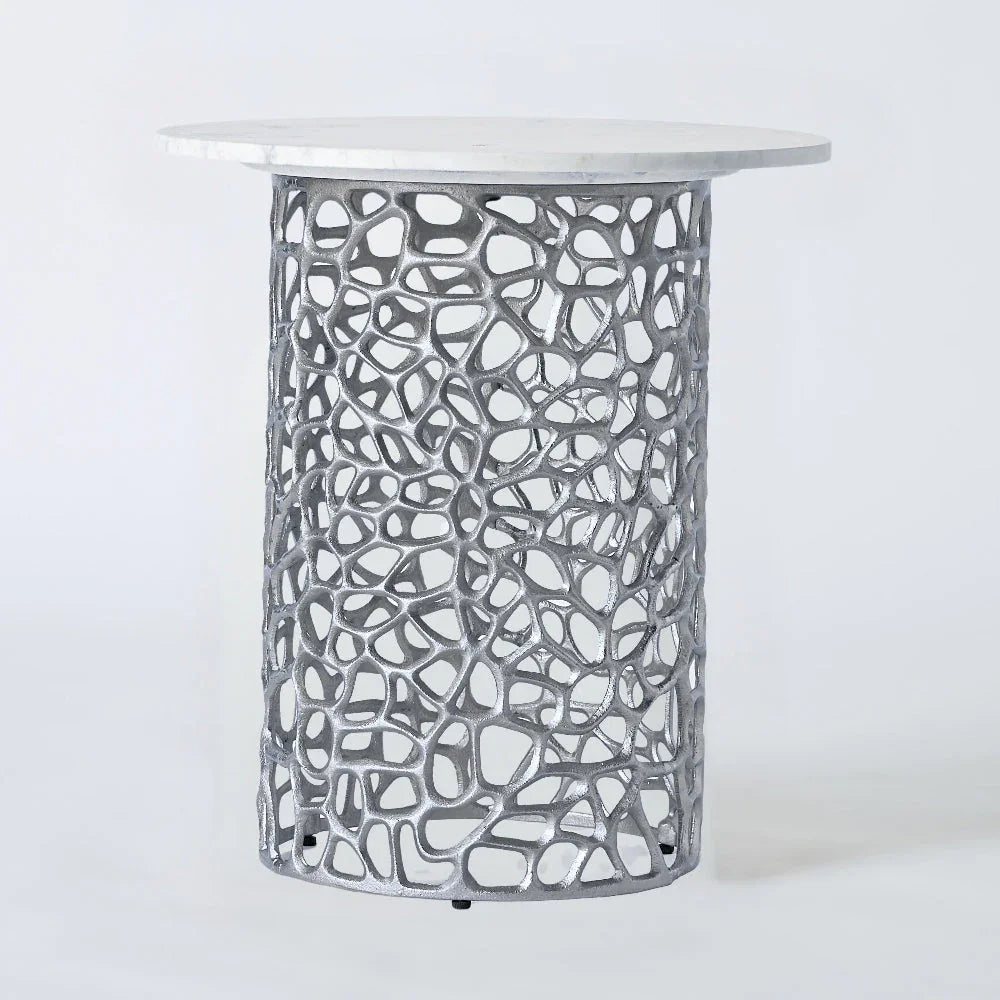 Dolce Marble Side Table | Designer Round End Table For Living Room |  Luxurious Teapoy Table
